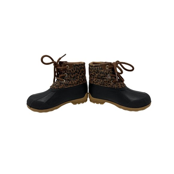 Sperry Girls Leopard Print Duck Boots Rubber Sole Lace-Up Size 8M - Picture 8 of 14